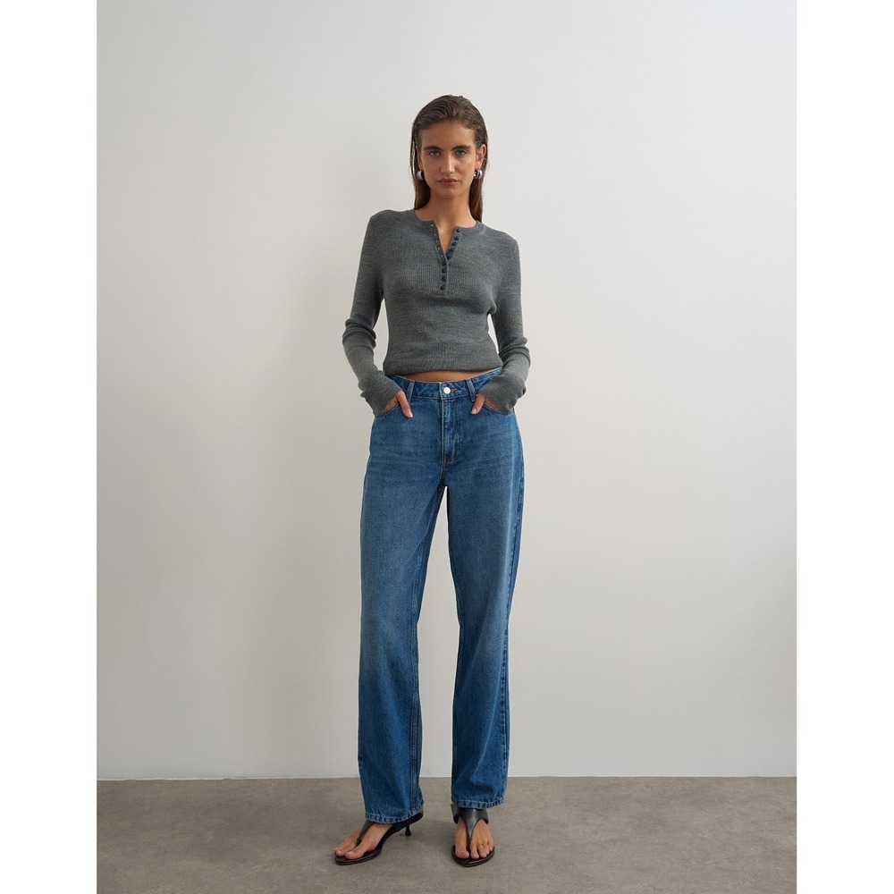 Topshop Vintage Straight Mid Rise Jeans Mid Blue W25 L28 NWT
